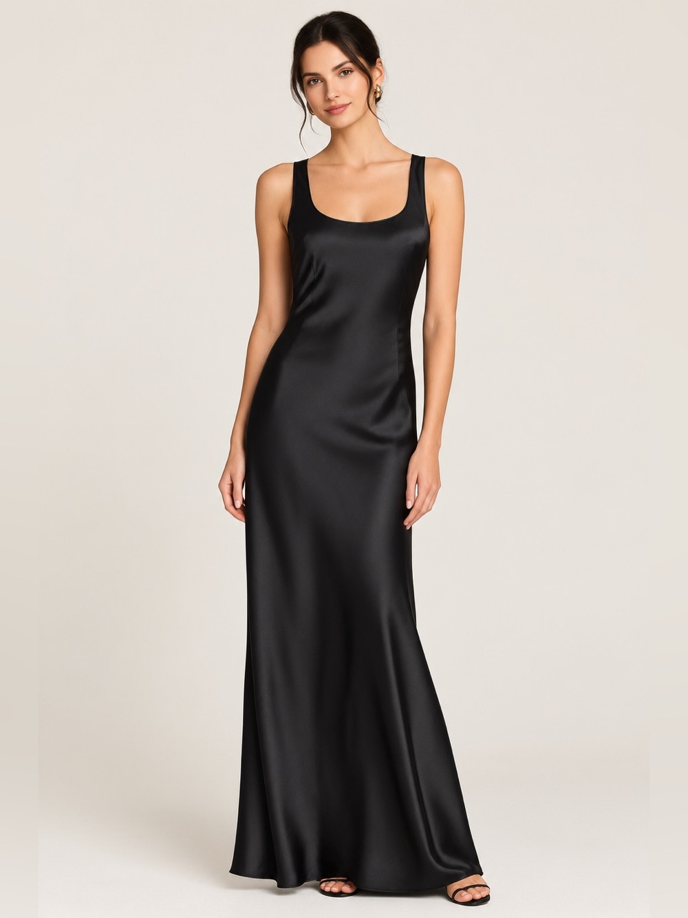 Banana Republic Black Satin Maxi Slip Dress – Size S